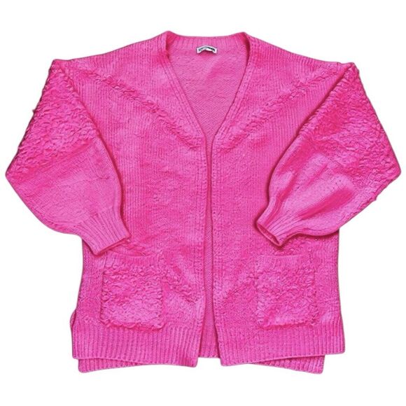 Pink Side Slit Open Front Cardigan Size Large NEW - Davi & Dani - Picture 10 of 14